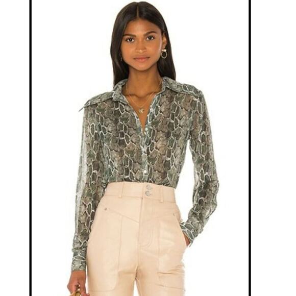 Revolve Song of Style Otto Top in Green Snake Size: XXS - Picture 1 of 6